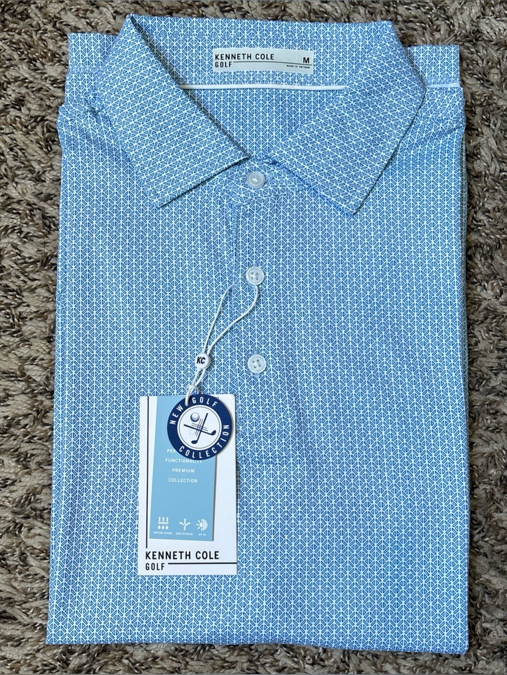 Kenneth Cole Golf Men's Blue Geometric Button-Down Shirt